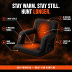 BlindWarm heated seat: 3 heat levels, 6 massage modes, 6 recline positions, 600D waterproof, folds flat